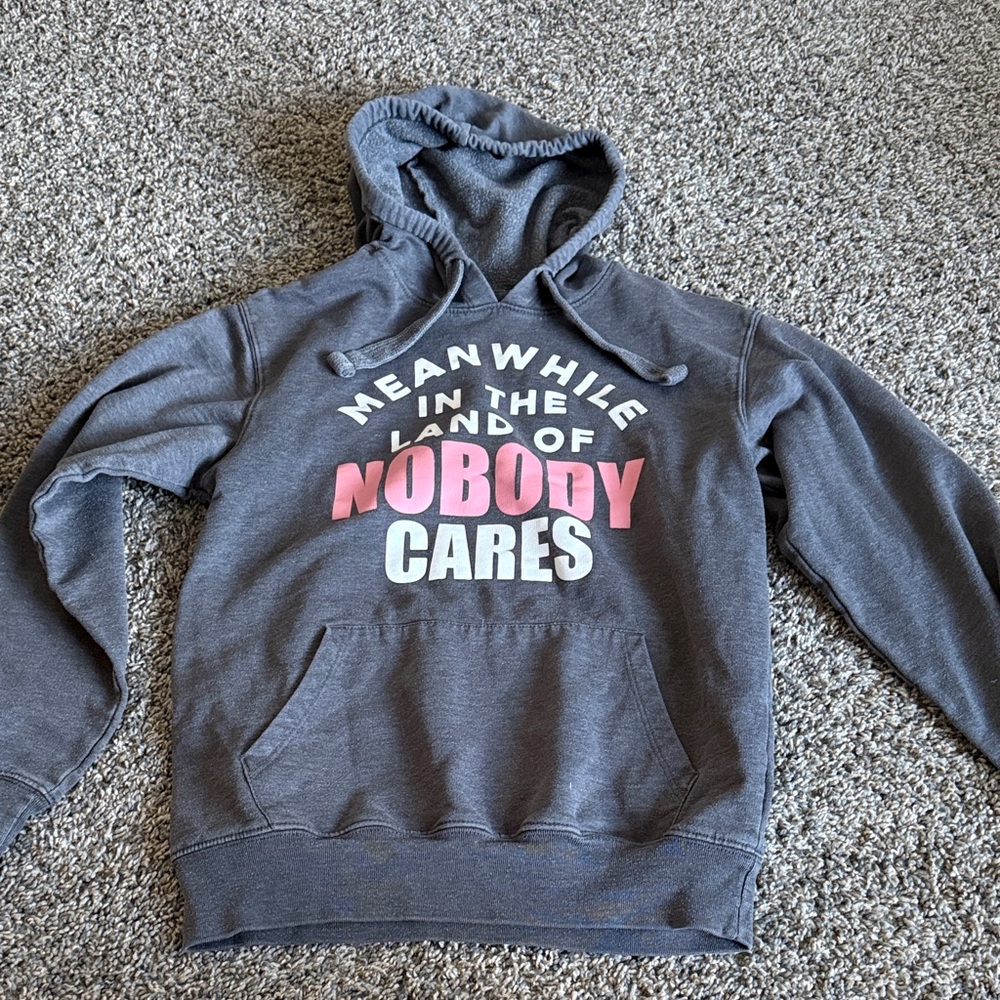 Wound Up Gray Hoodie with Pink and White Accents